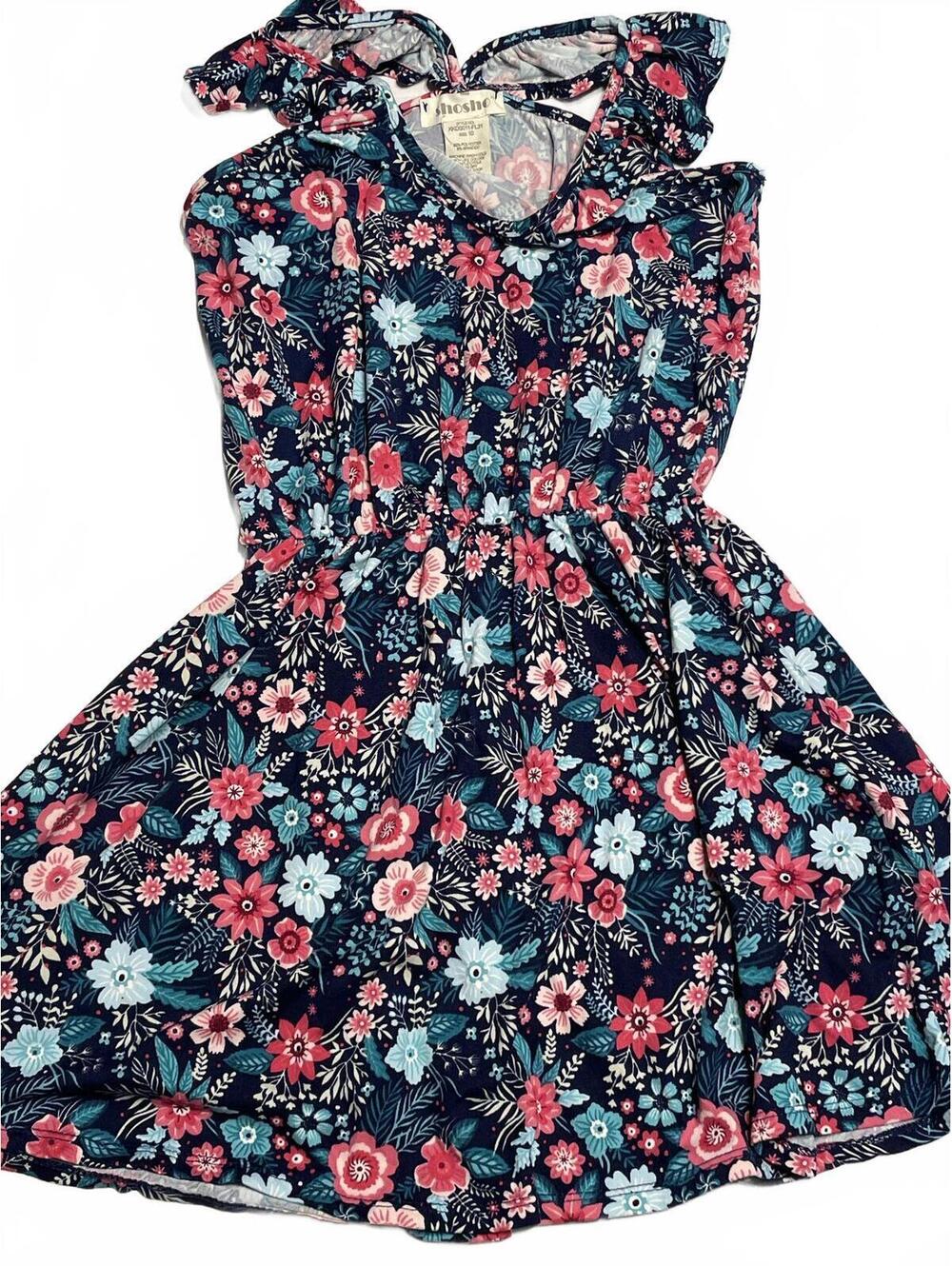 ShoSho girls dress blue floral frilly tank size 10